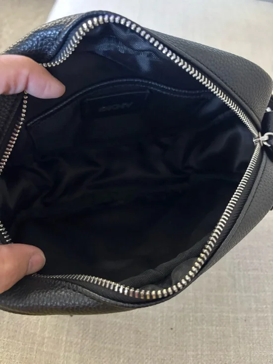 DKNY Black Pebbled Leather Belt Bag with Logo Strap - Picture 6 of 7